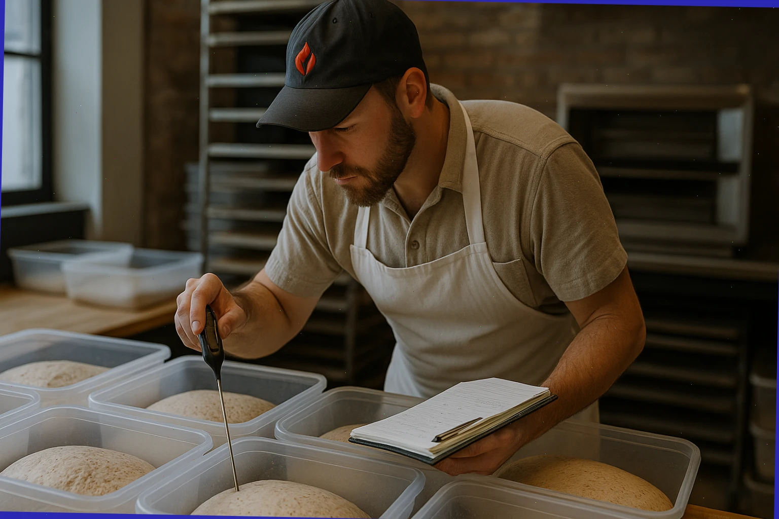 Fermentation lead checking dough temperature and notes